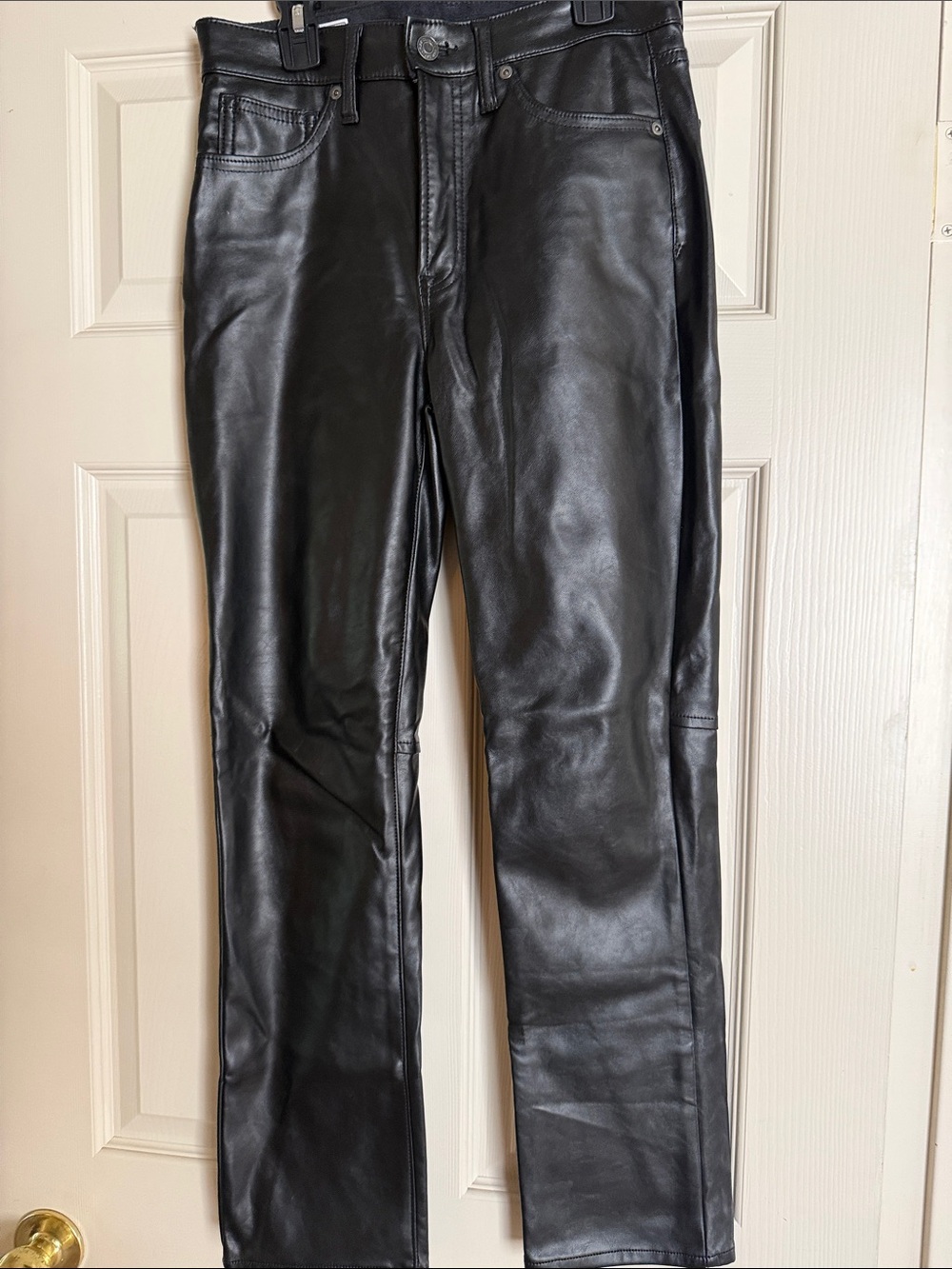 GAP Black Faux Leather Straight Leg Pants